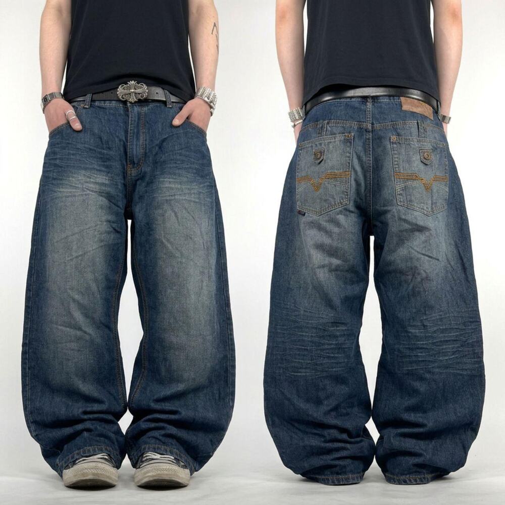 Vintage y2k embroidered phat farm grunge baggy wide leg skater jeans